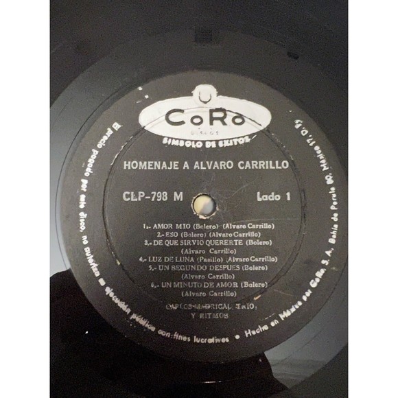 Evocacion Un Homenaje A Alvaro Carrillo Canta Carlos Madrigal LP Coro Discos VG - Picture 5 of 7